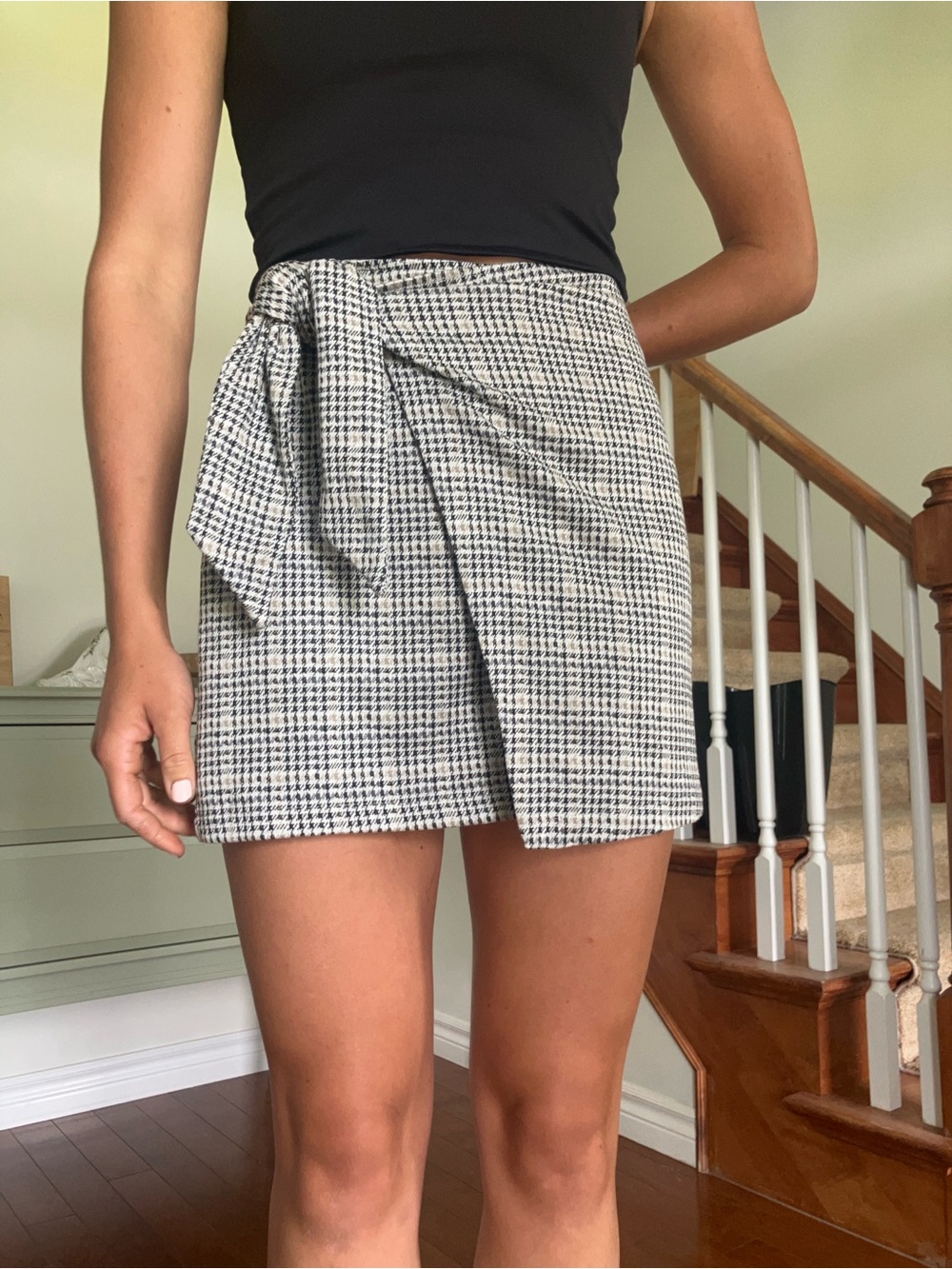 Design Lab Black and White Wrap Mini Skirt